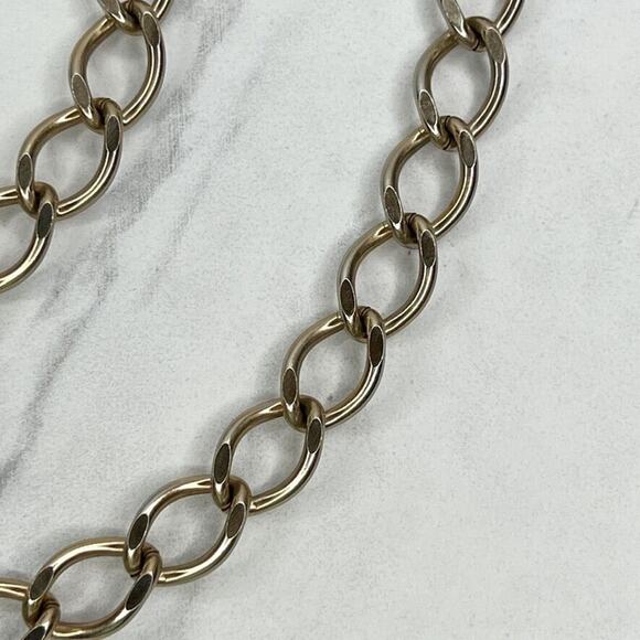 Gold Tone Faux Pearl Charm Chain Link Belt - XS Small (S) ✨ - Picture 3 of 9